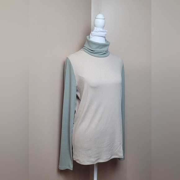 Madewell Colorblock Ribbed Turtleneck Top - Picture 2 of 8